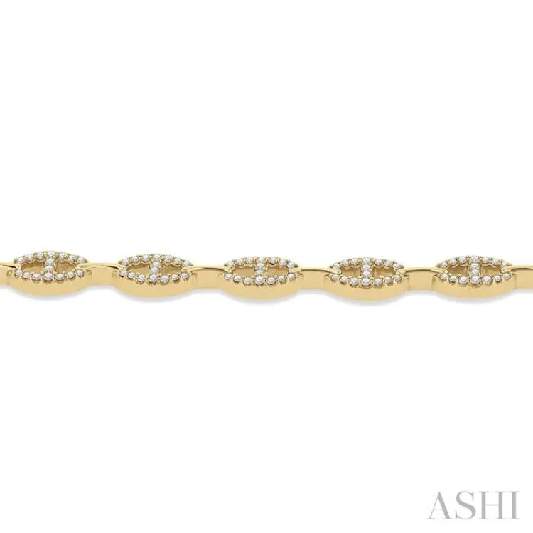1 ctw Mariner Link Round Cut Diamond Bracelet in 14K Yellow Gold