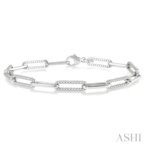 1 ctw Round Cut Diamond Paperclip Bracelet in 10K White Gold