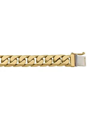 10, 14 Karat Solid Yellow Gold Beveled Edges 9.3 mm Bracelet