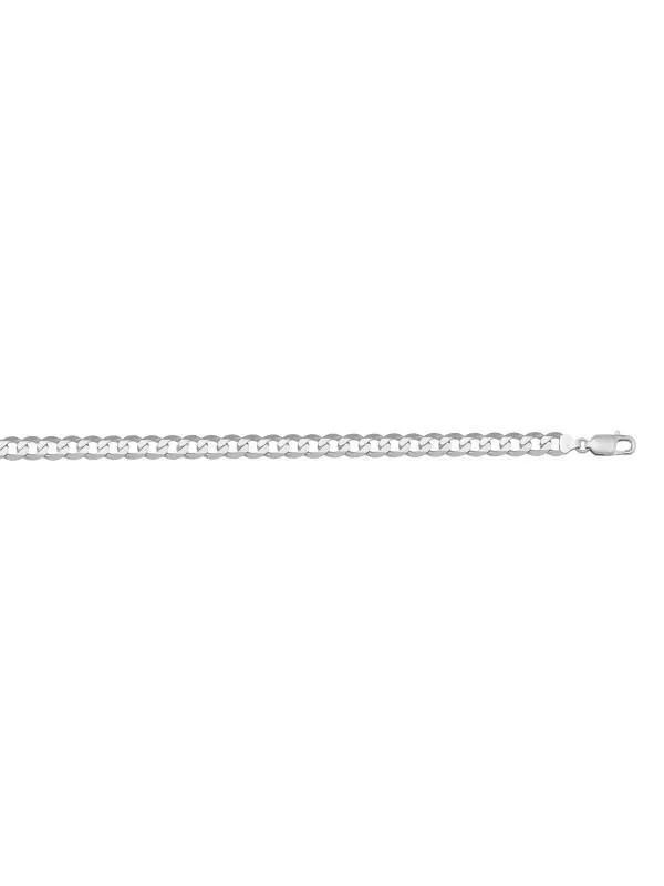 10, 14 Karat White Gold Open Link Curb 3.7 mm Italian Bracelet