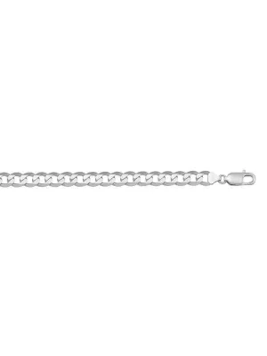 10, 14 Karat White Gold Solid Open Link Curb 5.8 mm Italian Bracelet