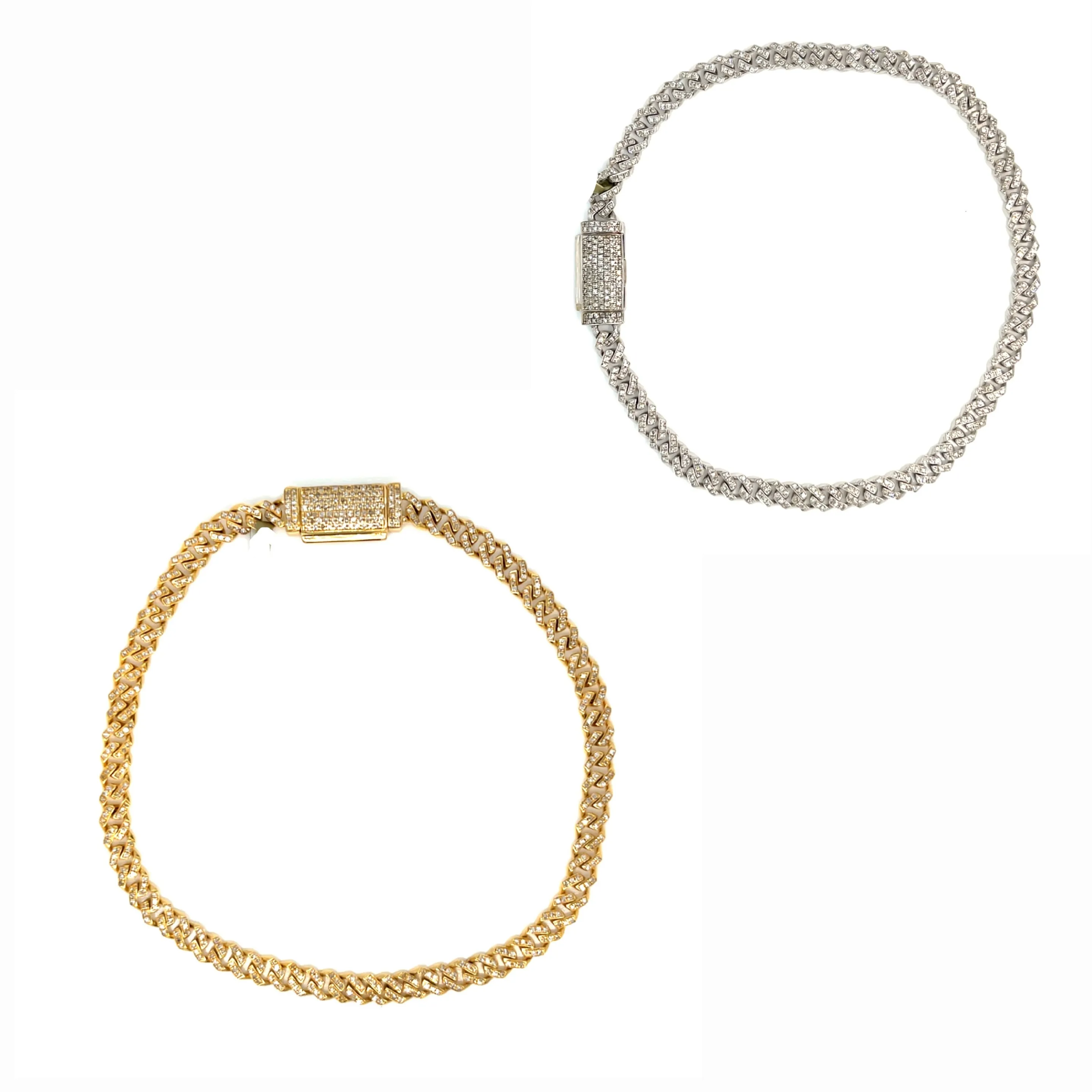 10k Gold 4mm 8" Iced Out Natural Diamonds Bracelets - SBR17869