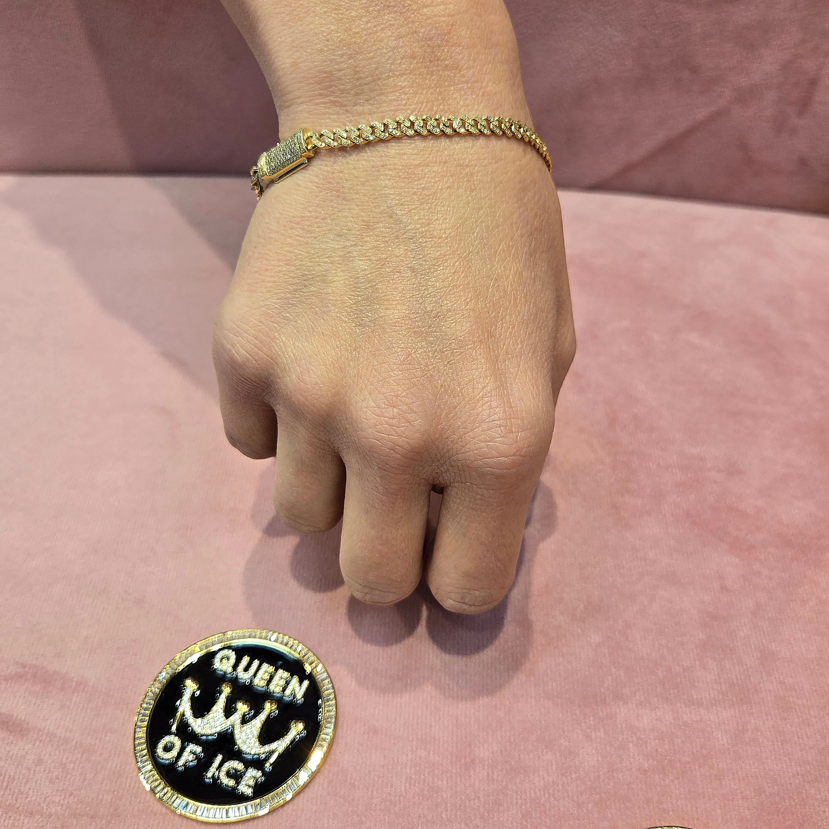 10k Gold 4mm 8" Iced Out Natural Diamonds Bracelets - SBR17869