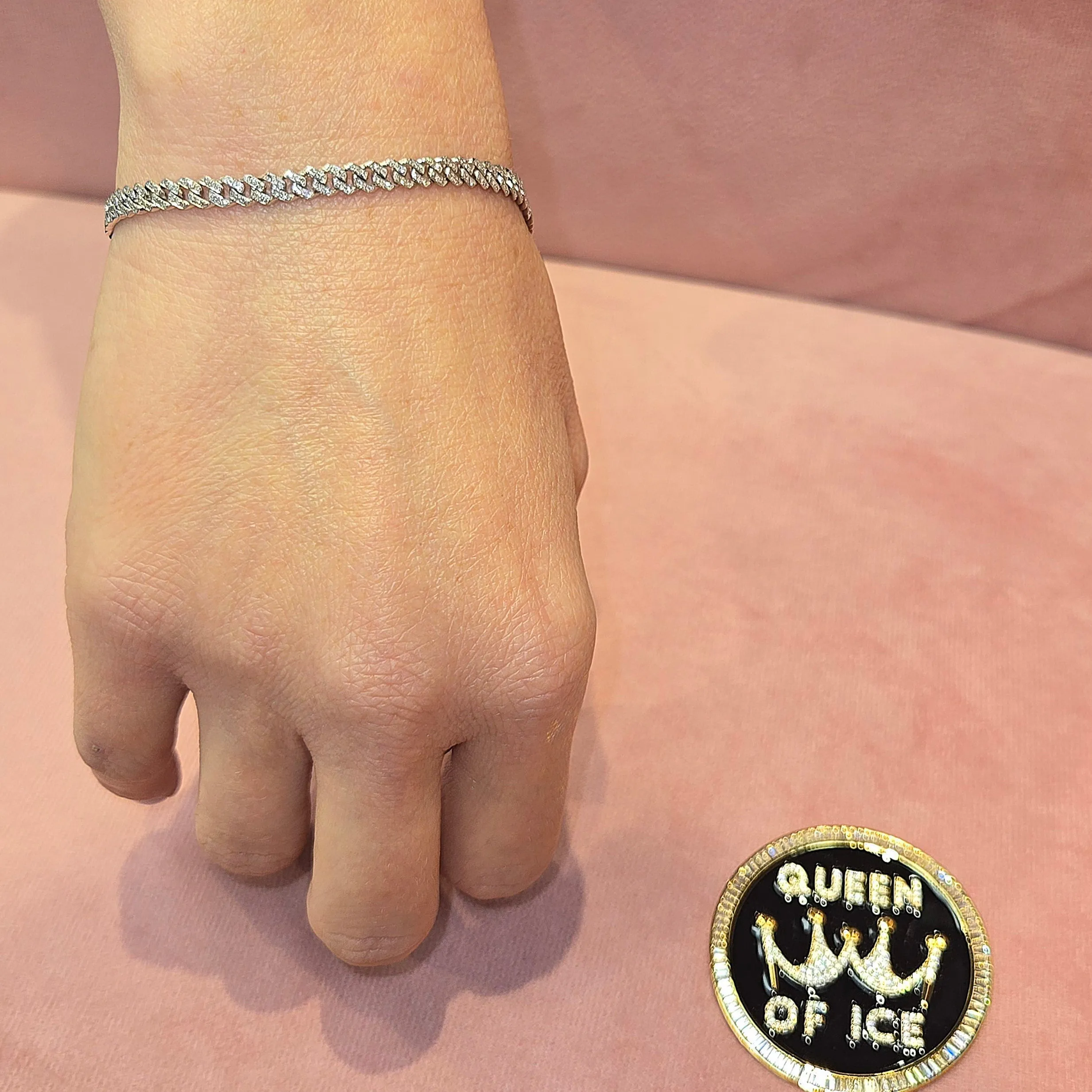 10k Gold 4mm 8" Iced Out Natural Diamonds Bracelets - SBR17869