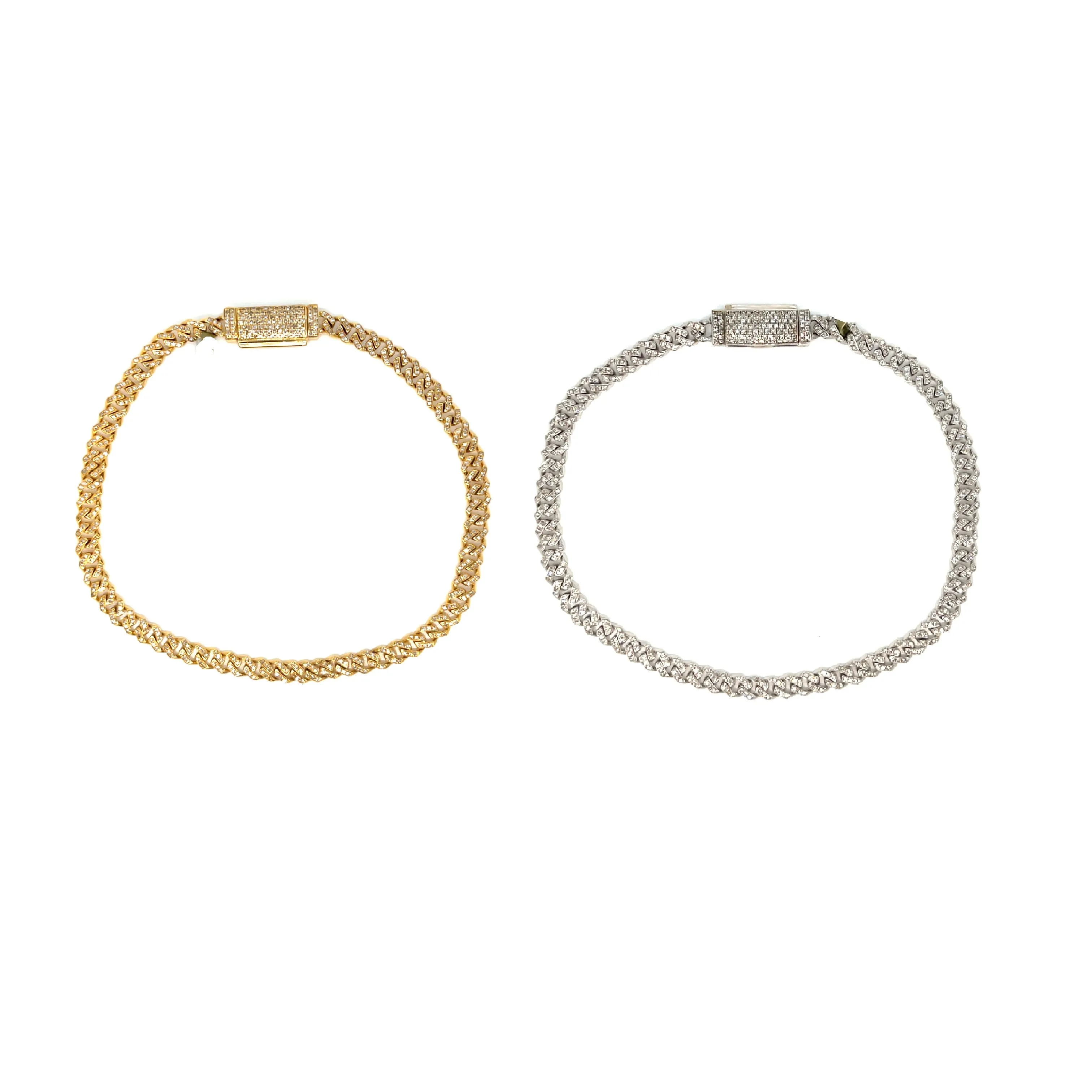 10k Gold 4mm 8" Iced Out Natural Diamonds Bracelets - SBR17869