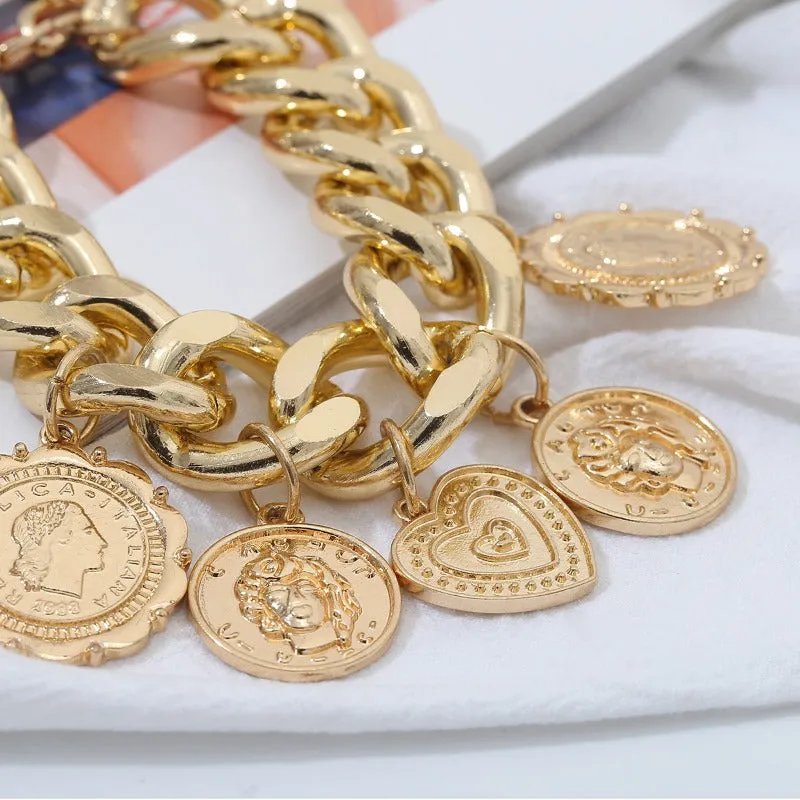 10k Punk Chain Gold Bracelet For Women Anniversary Jewelry