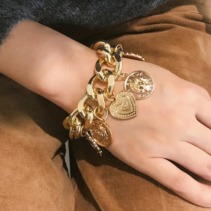 10k Punk Chain Gold Bracelet For Women Anniversary Jewelry
