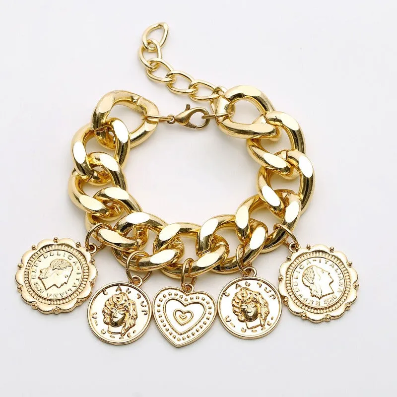 10k Punk Chain Gold Bracelet For Women Anniversary Jewelry