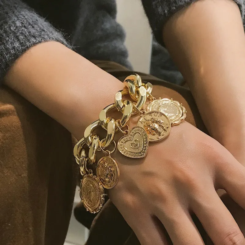 10k Punk Chain Gold Bracelet For Women Anniversary Jewelry