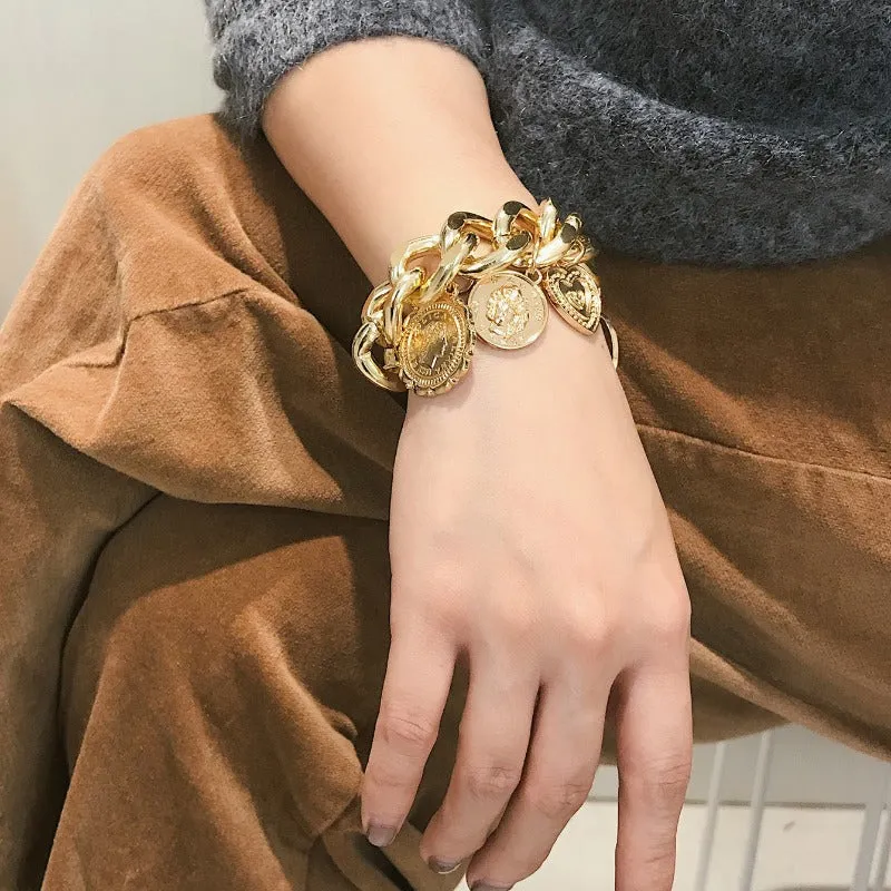 10k Punk Chain Gold Bracelet For Women Anniversary Jewelry