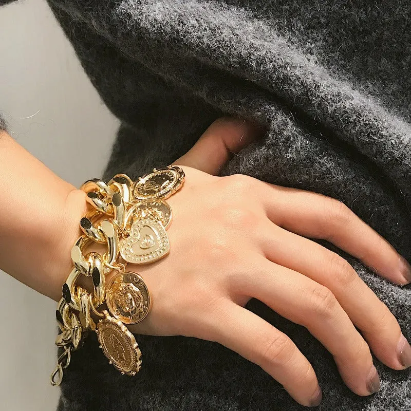 10k Punk Chain Gold Bracelet For Women Anniversary Jewelry