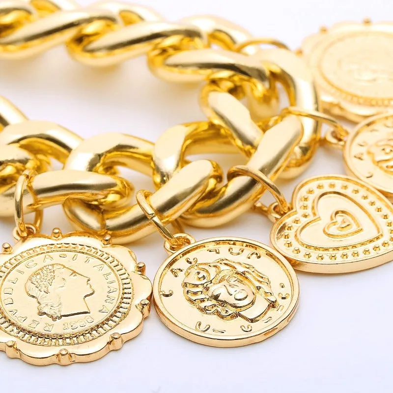 10k Punk Chain Gold Bracelet For Women Anniversary Jewelry