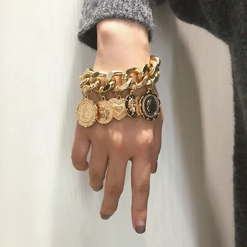10k Punk Chain Gold Bracelet For Women Anniversary Jewelry