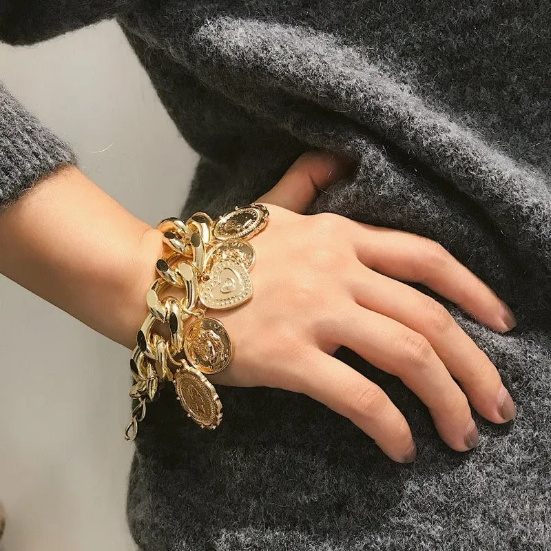 10k Punk Chain Gold Bracelet For Women Anniversary Jewelry