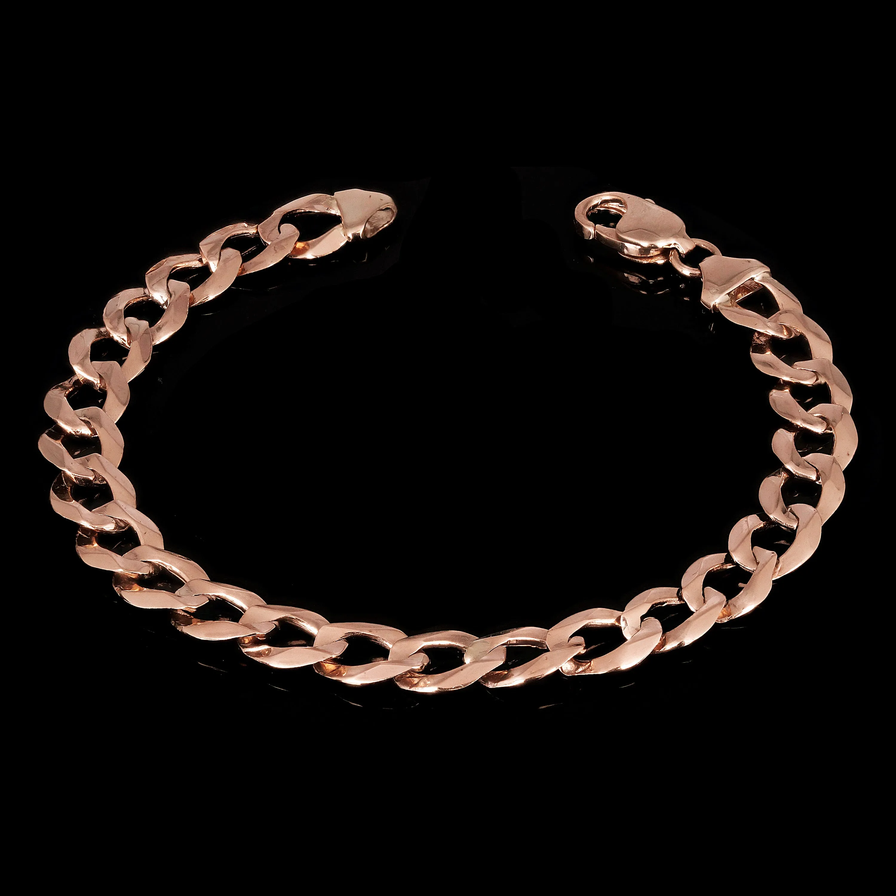 10k Rose Gold Solid Flat Cuban Curb Link Chain Bracelet 8.5" 9mm 16.4 grams