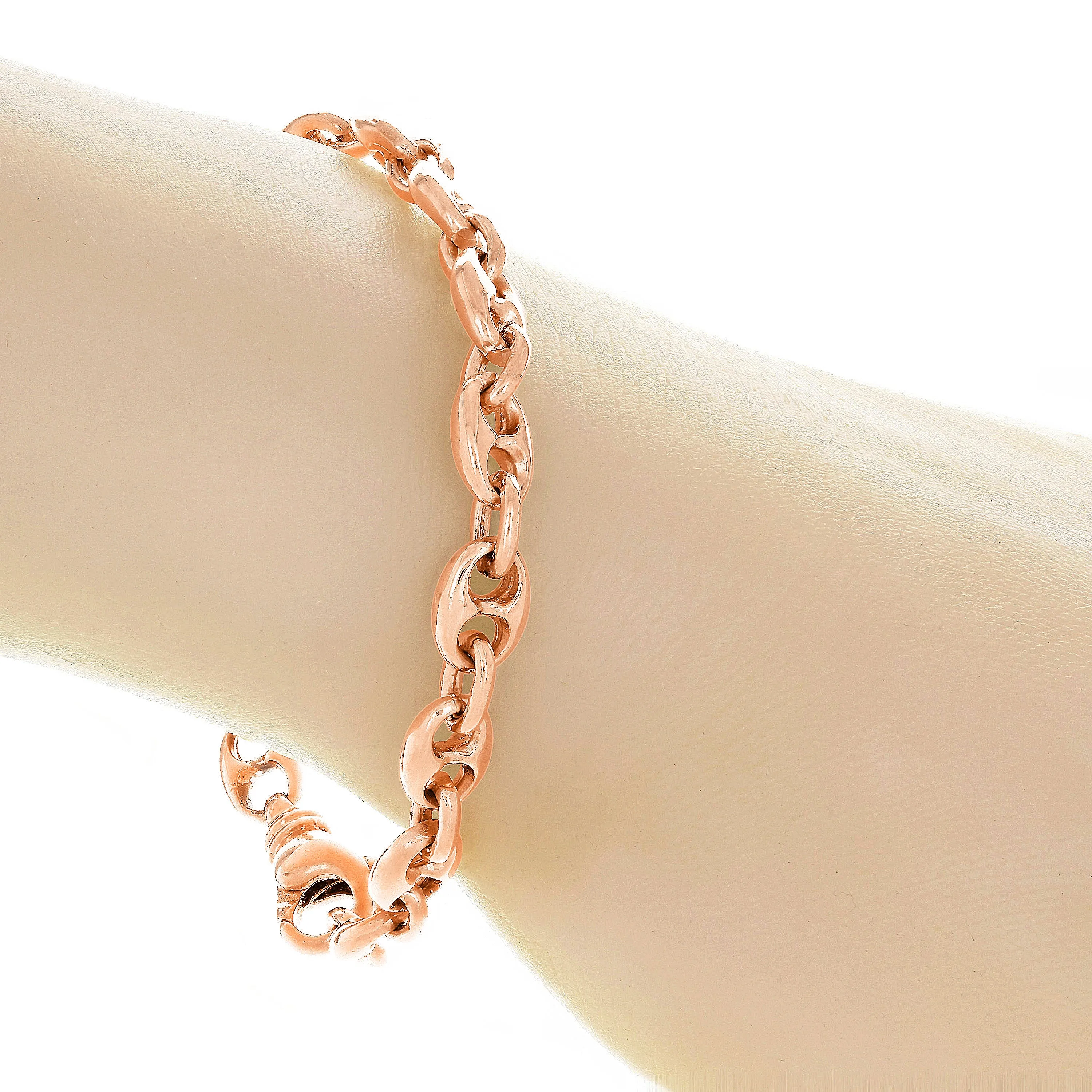 10k Rose Gold Solid Gucci Mariner Link Chain Bracelet 7.5mm Various Lengths