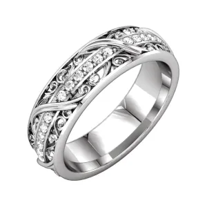 10k White Gold 1/3 CTW Diamond Sculptural-Inspired Eternity Band, Size 7