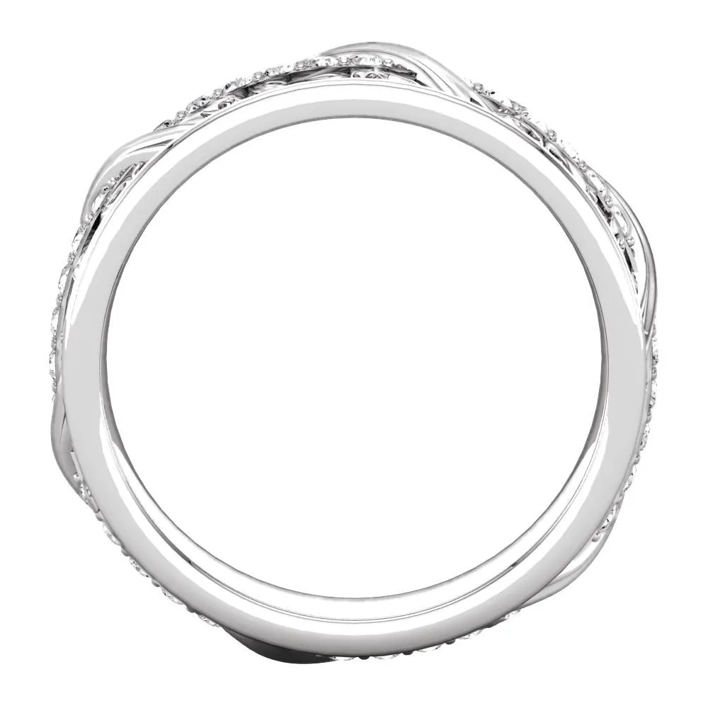 10k White Gold 1/3 CTW Diamond Sculptural-Inspired Eternity Band, Size 7