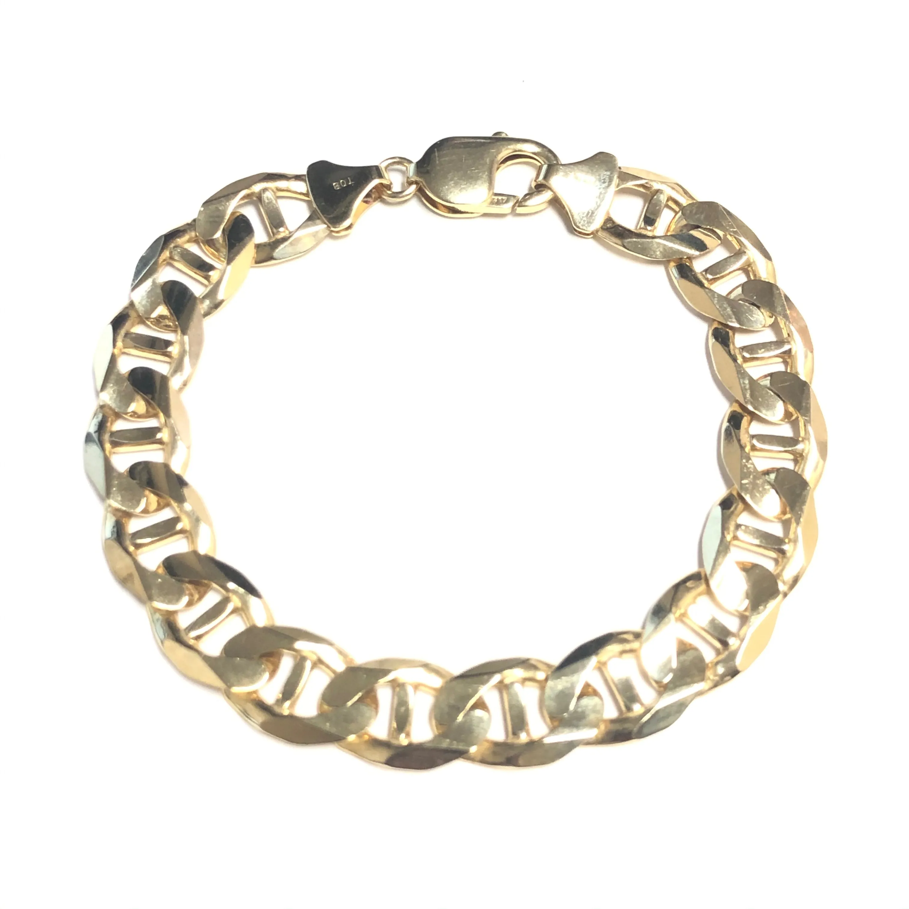 10K Yellow Gold (11mm) Anchor Marine Link Bracelet 8.5"