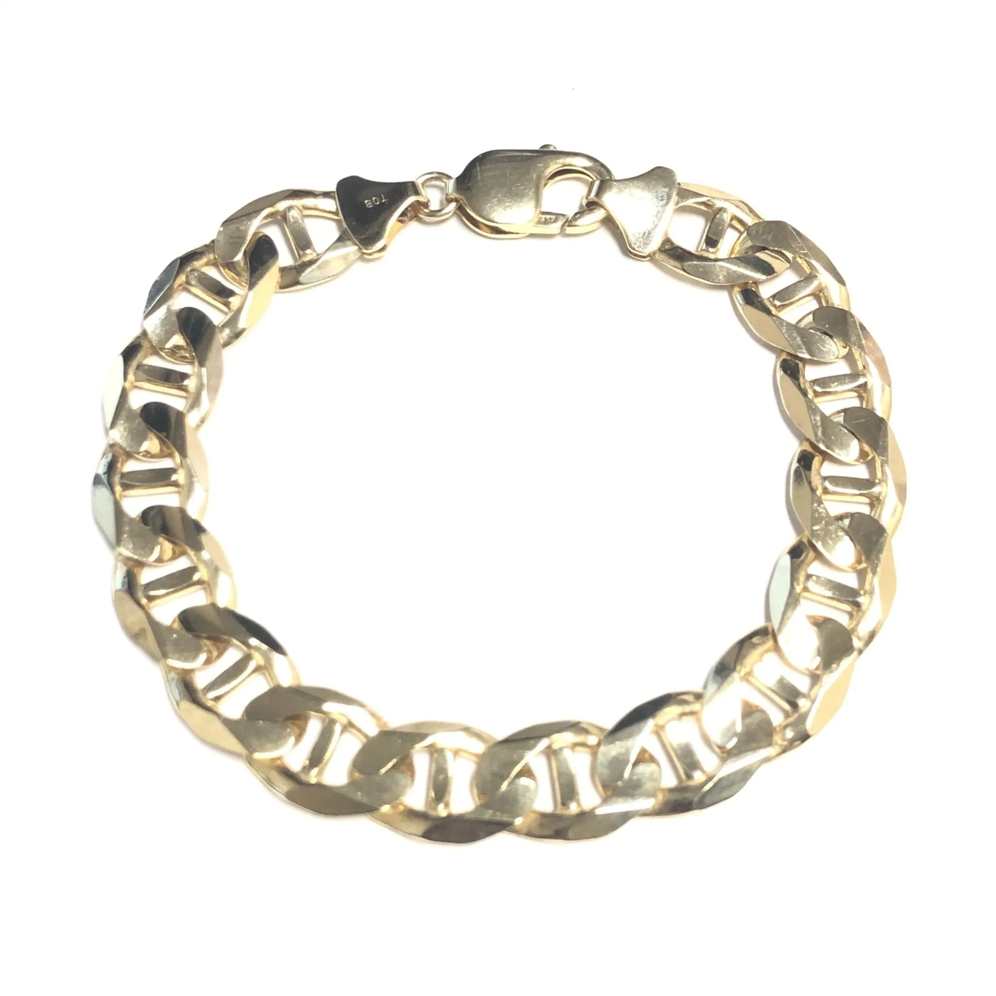 10K Yellow Gold (11mm) Anchor Marine Link Bracelet 8.5"