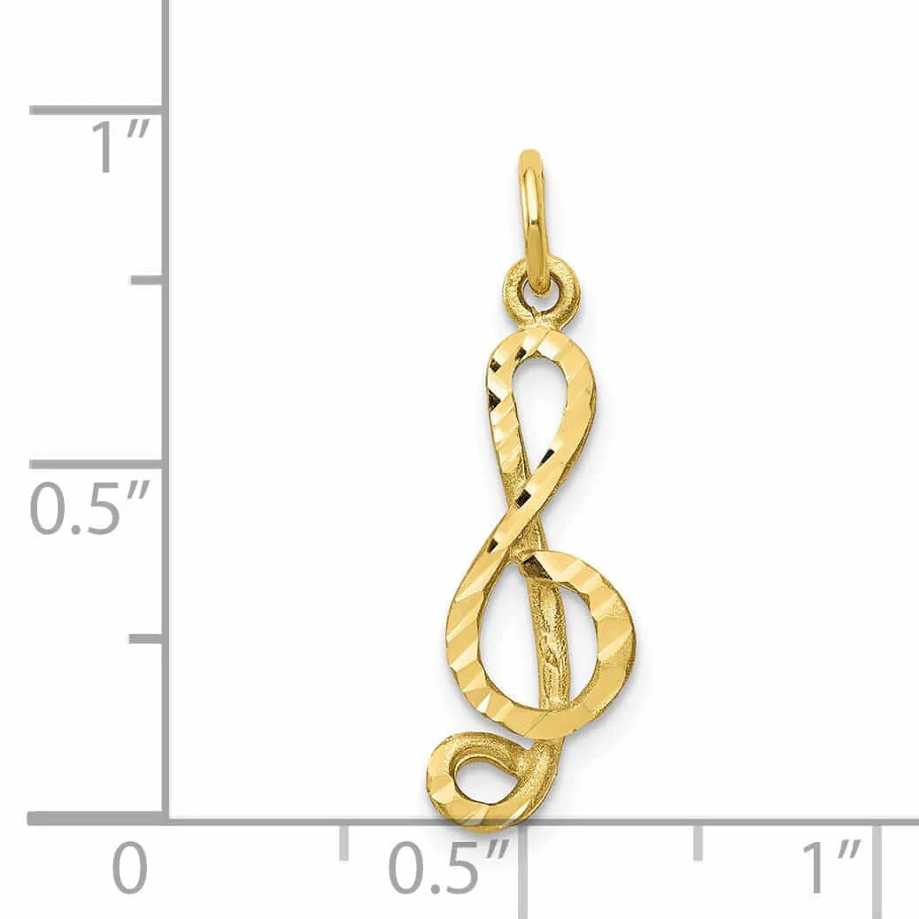10k Yellow Gold Medium Size Treble Clef Pendant