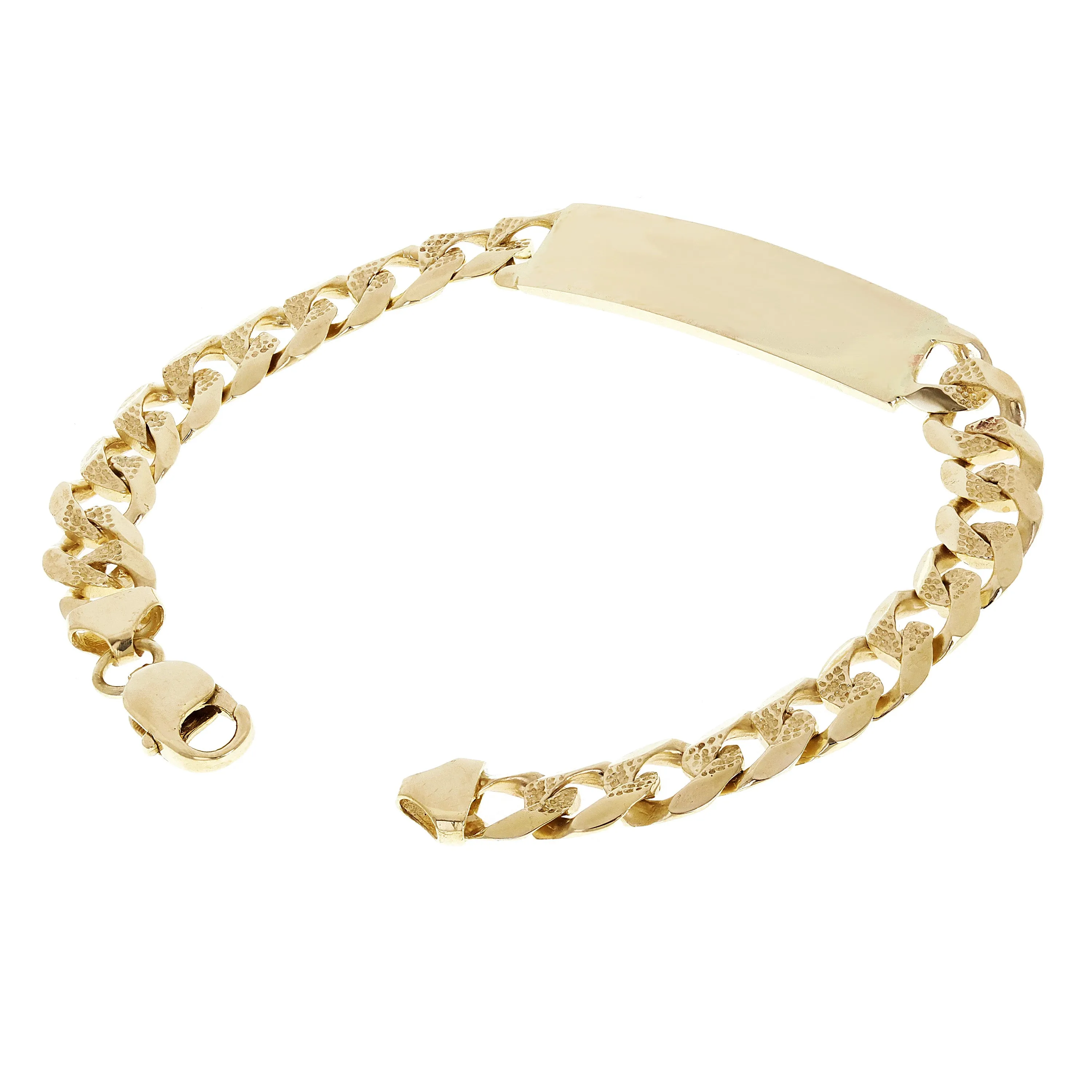 10k Yellow Gold Solid Pave Curb Cuban Link Chain Bracelet 7" - 9" 10.5mm