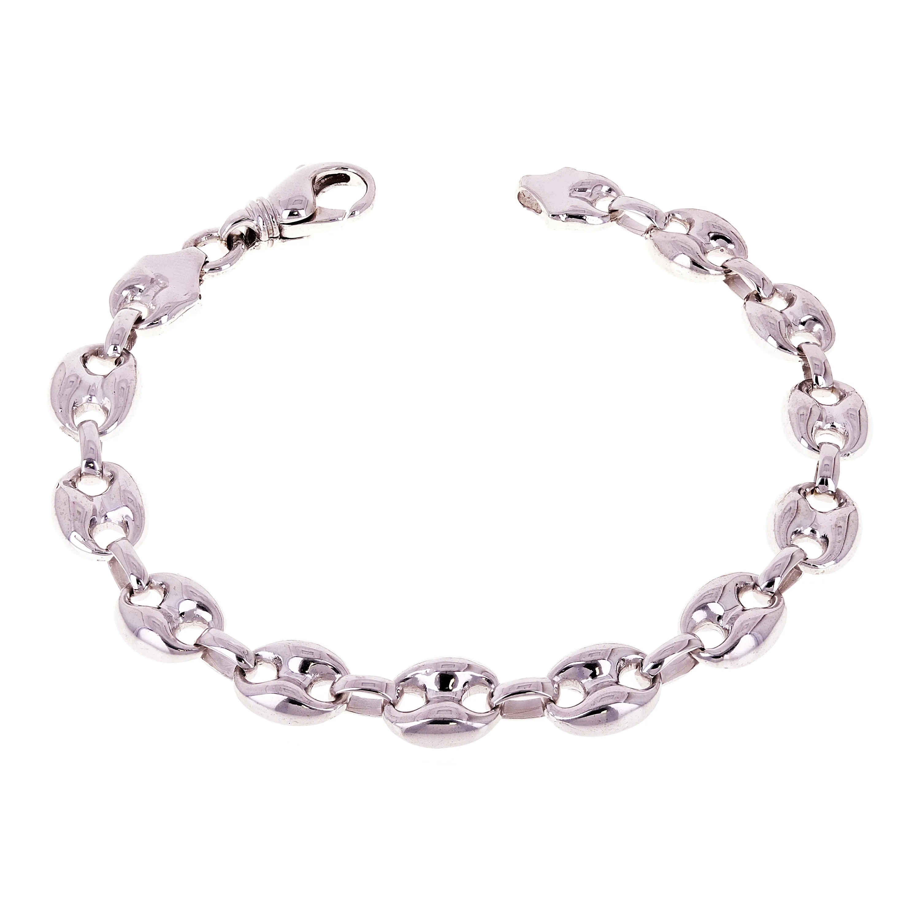 10k Yellow or White Gold Solid Puffy Mariner Link Chain Bracelet 11.7mm 7" - 9"
