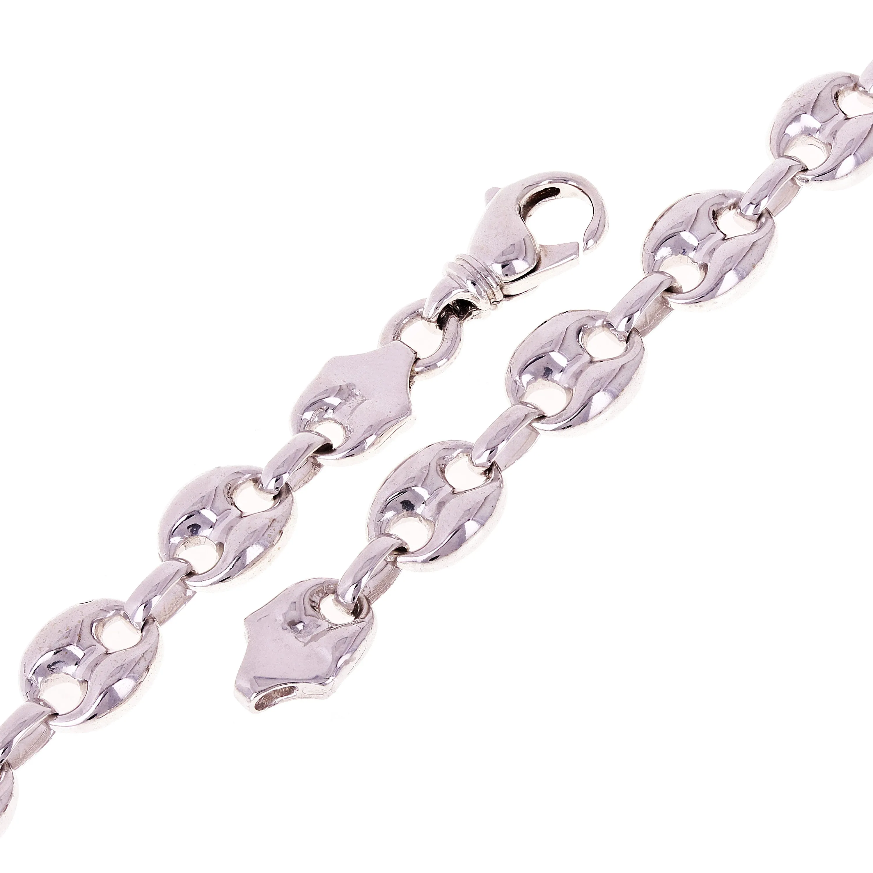 10k Yellow or White Gold Solid Puffy Mariner Link Chain Bracelet 11.7mm 7" - 9"