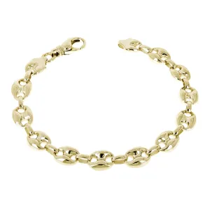 10k Yellow or White Gold Solid Puffy Mariner Link Chain Bracelet 11.7mm 7" - 9"