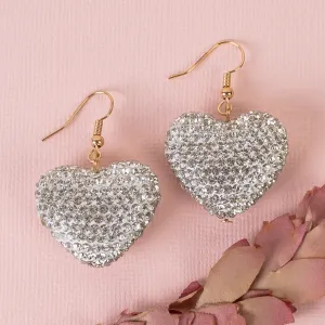 1398 - Crystal Heart Earrings - Clear