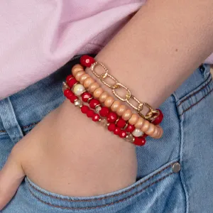 1414 - Stacked Bracelets - Red