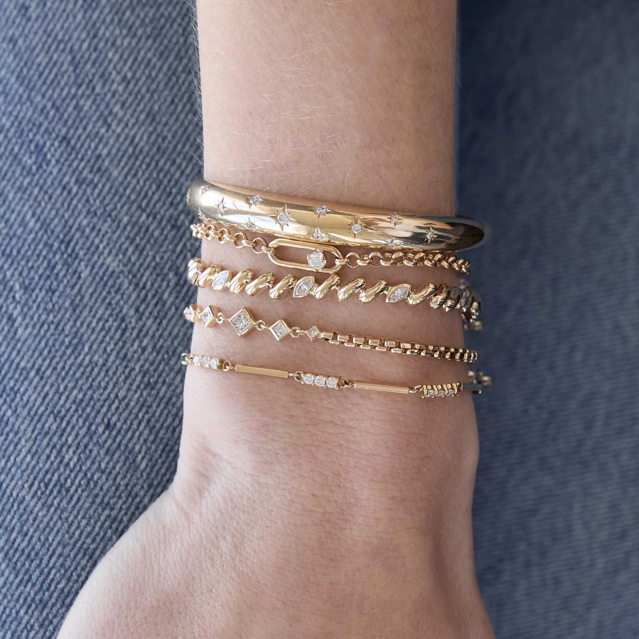 14k 5 Marquise Diamond Station San Marco Chain Bracelet