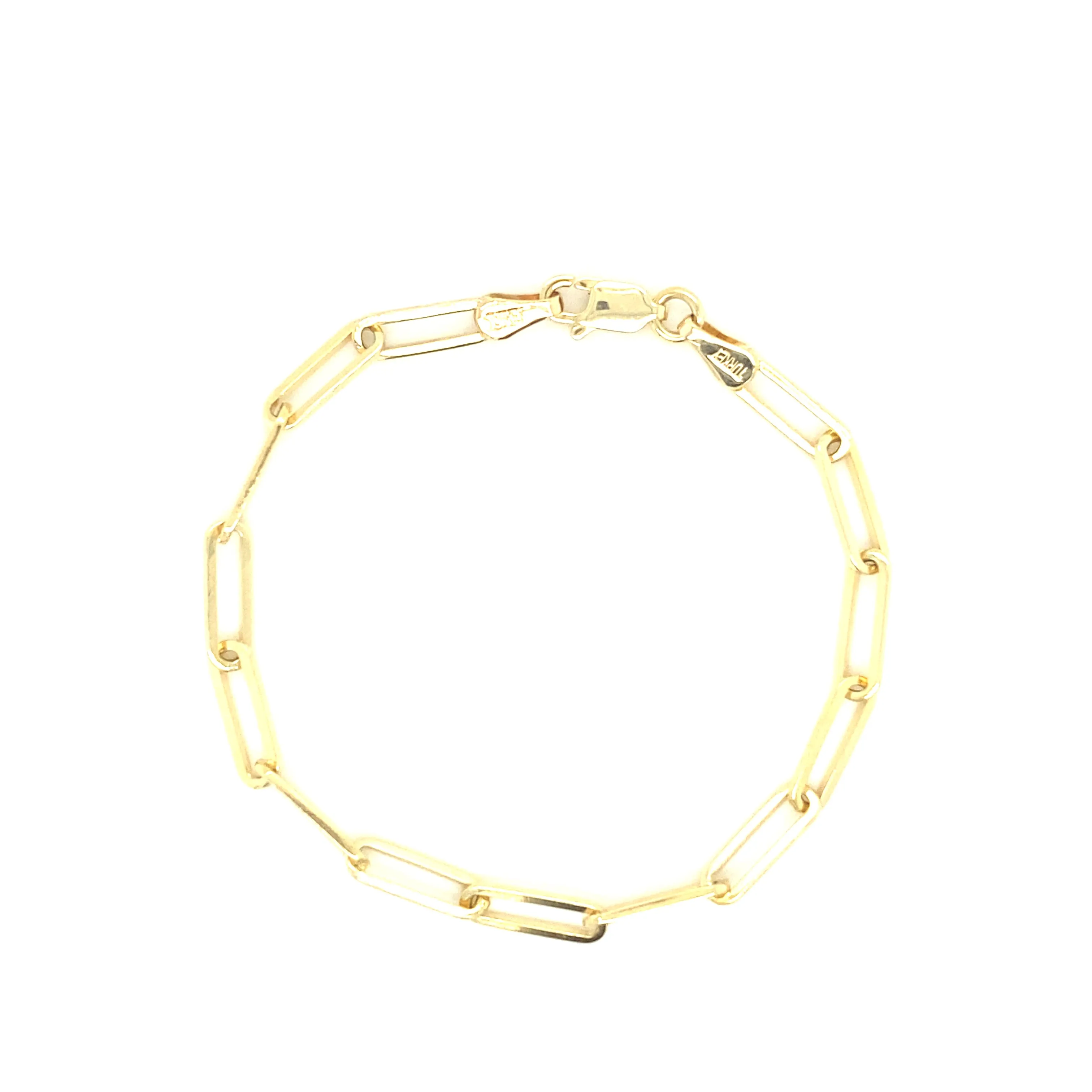 14K Gold 3.85mm Large Link Paperclip Chain Bracelet