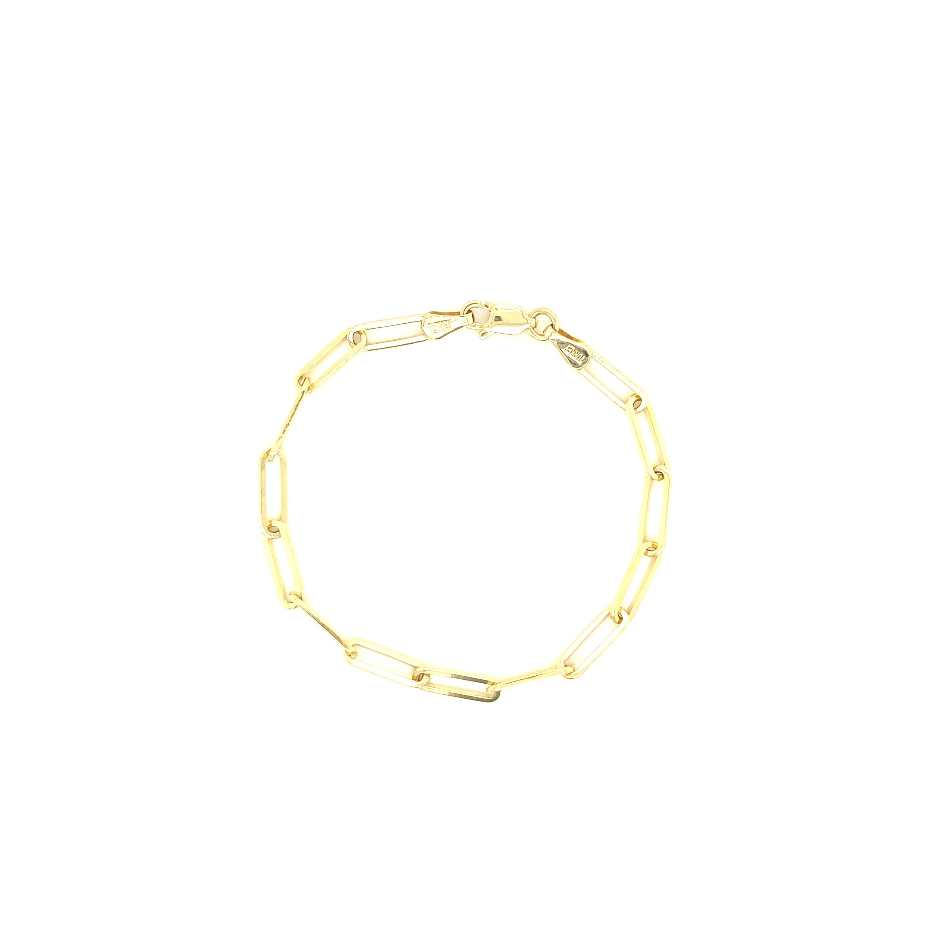 14K Gold 3.85mm Large Link Paperclip Chain Bracelet