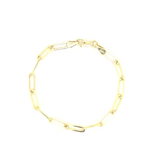 14K Gold 3.85mm Large Link Paperclip Chain Bracelet