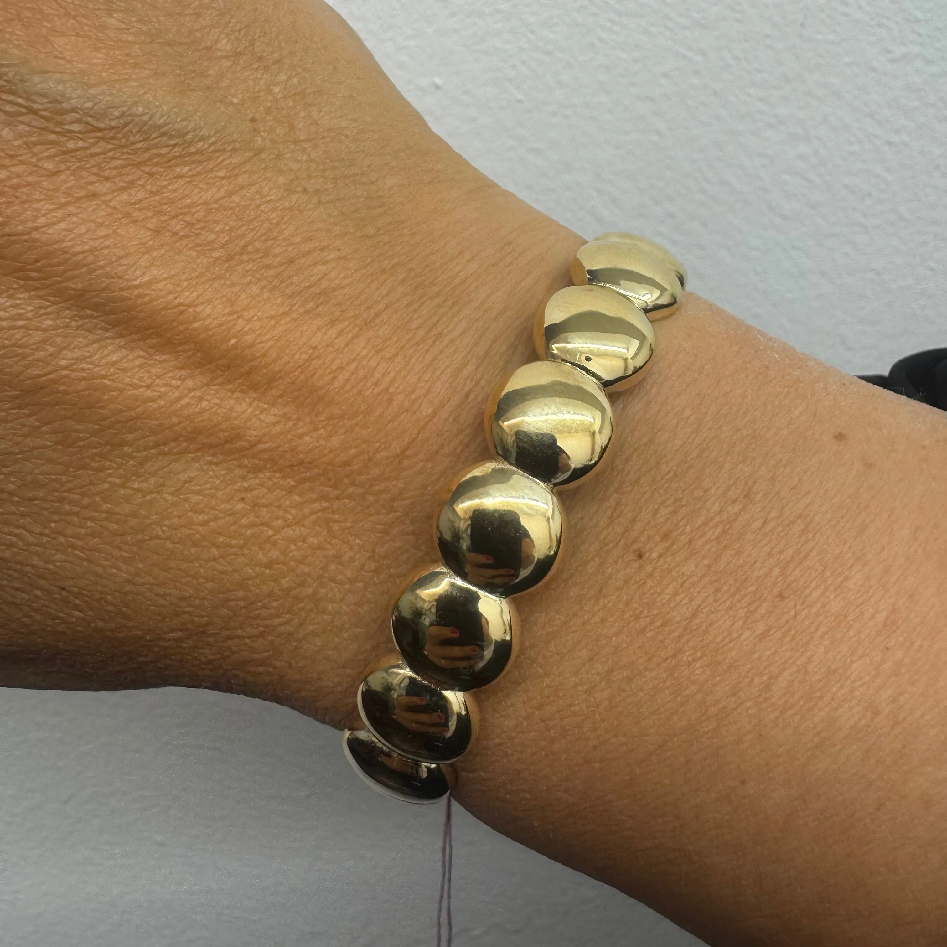14K gold bracelet set with bold, rounded links