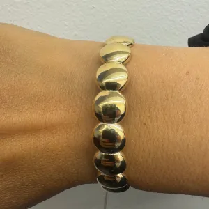 14K gold bracelet set with bold, rounded links