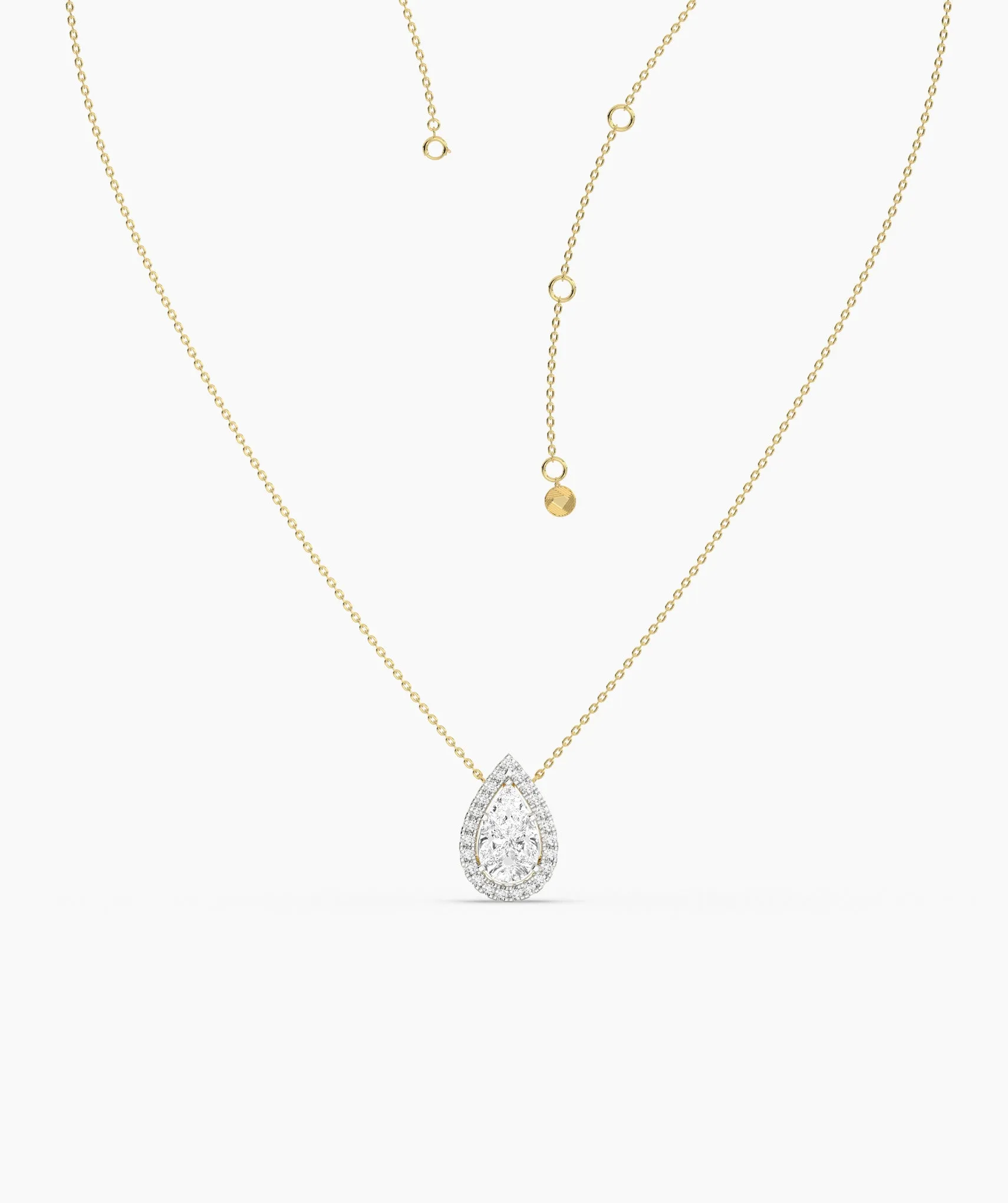 14K Gold Double Halo Necklace