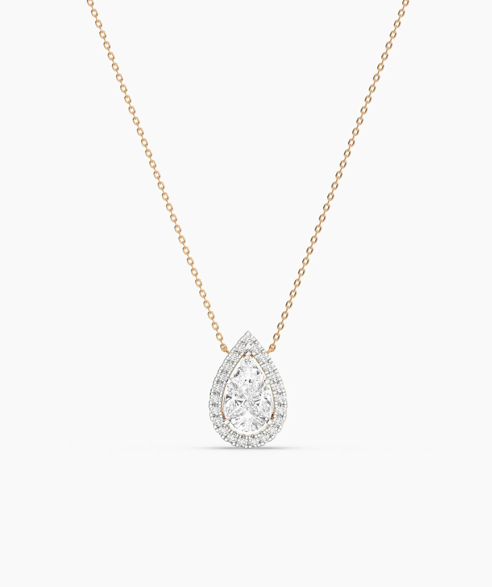 14K Gold Double Halo Necklace