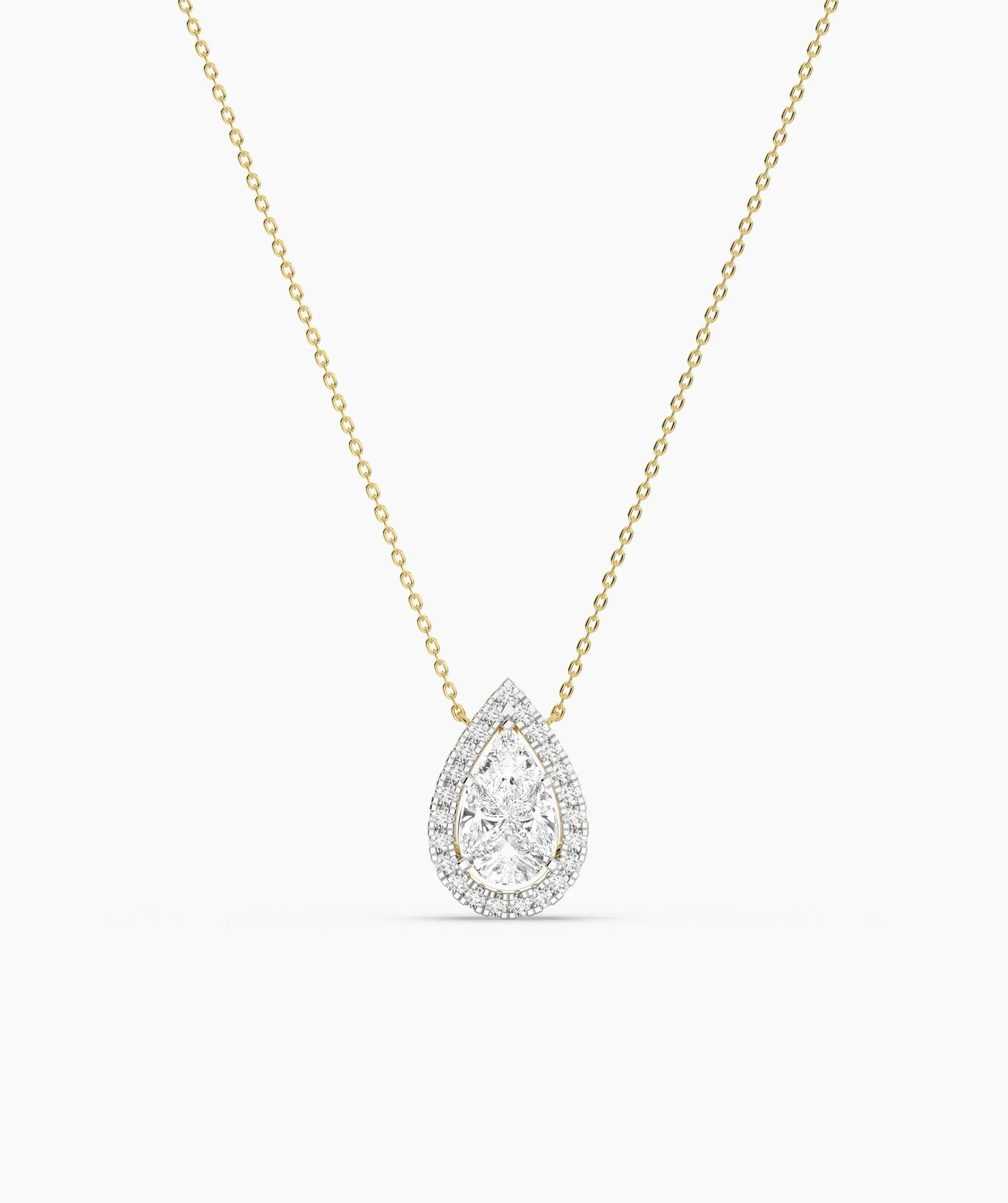 14K Gold Double Halo Necklace