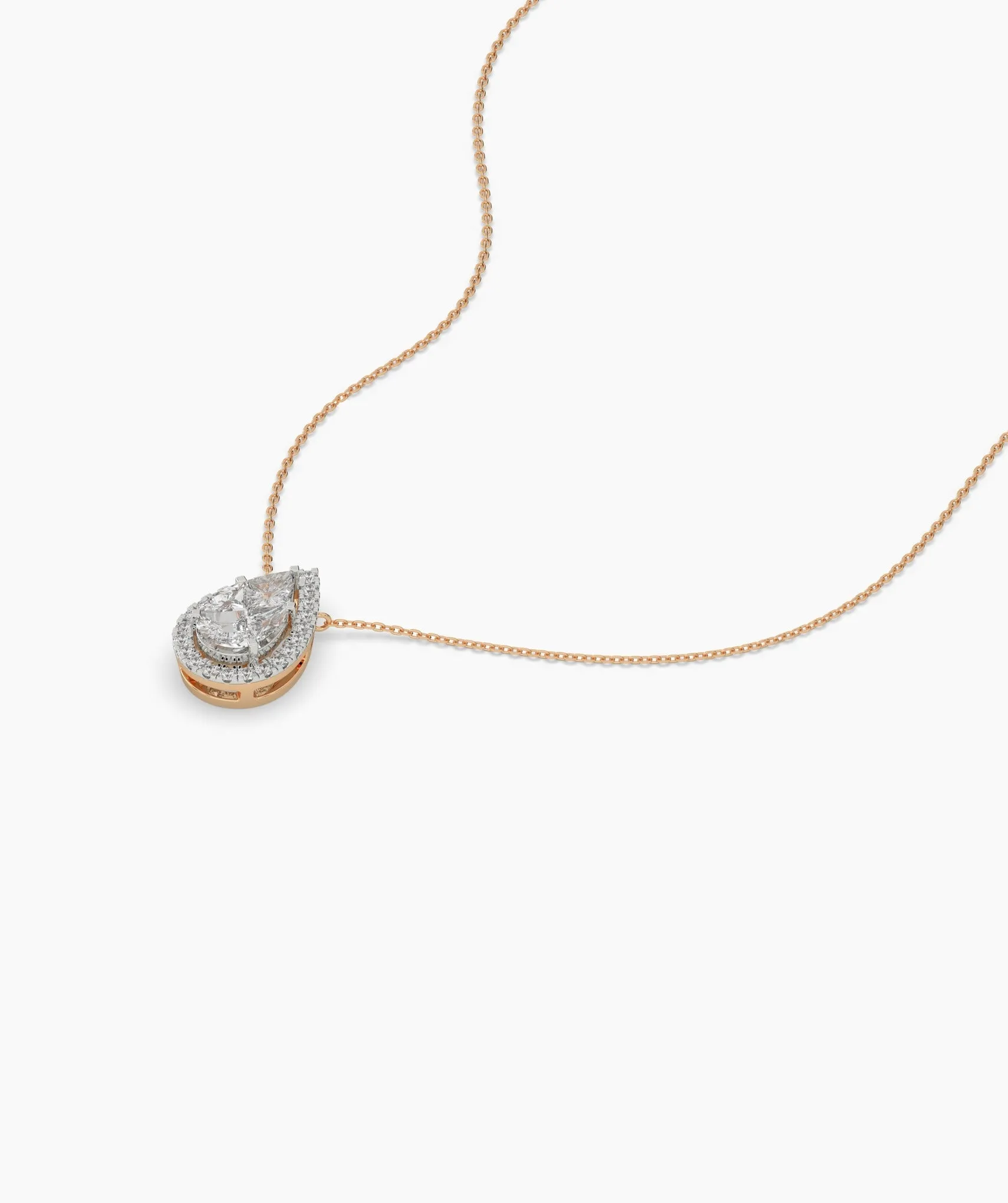 14K Gold Double Halo Necklace