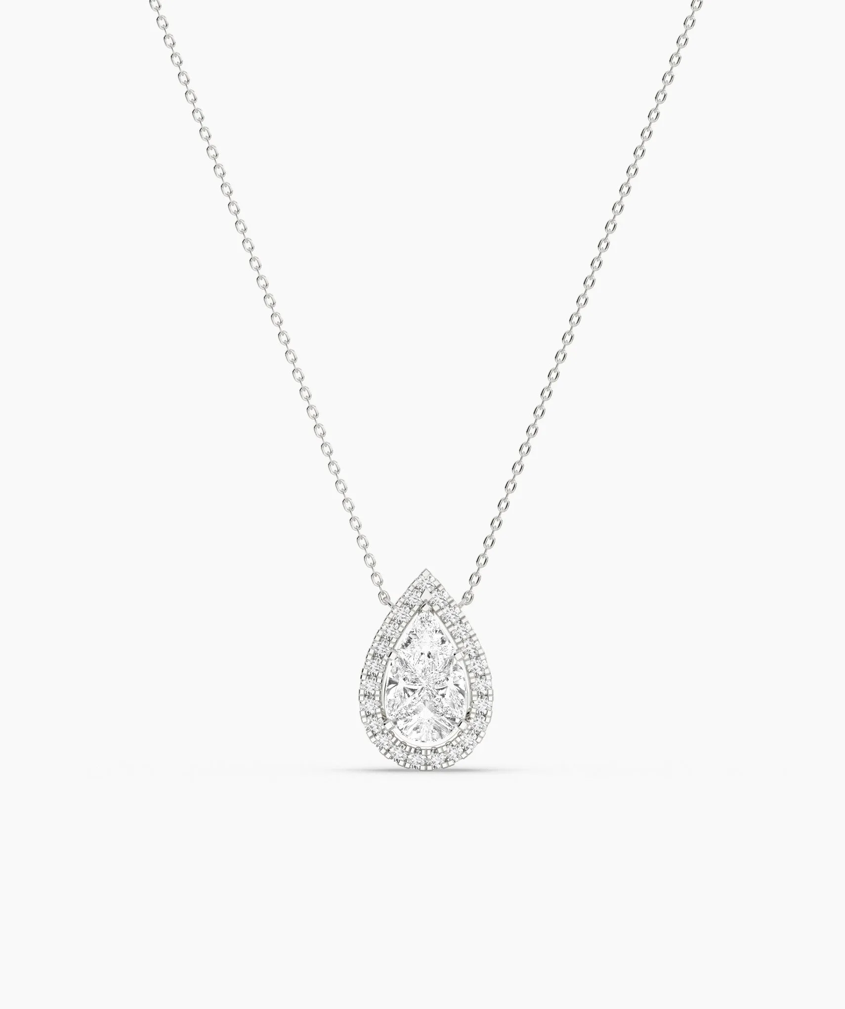 14K Gold Double Halo Necklace