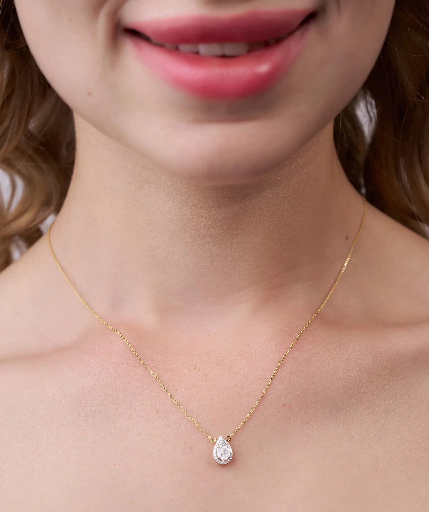 14K Gold Double Halo Necklace