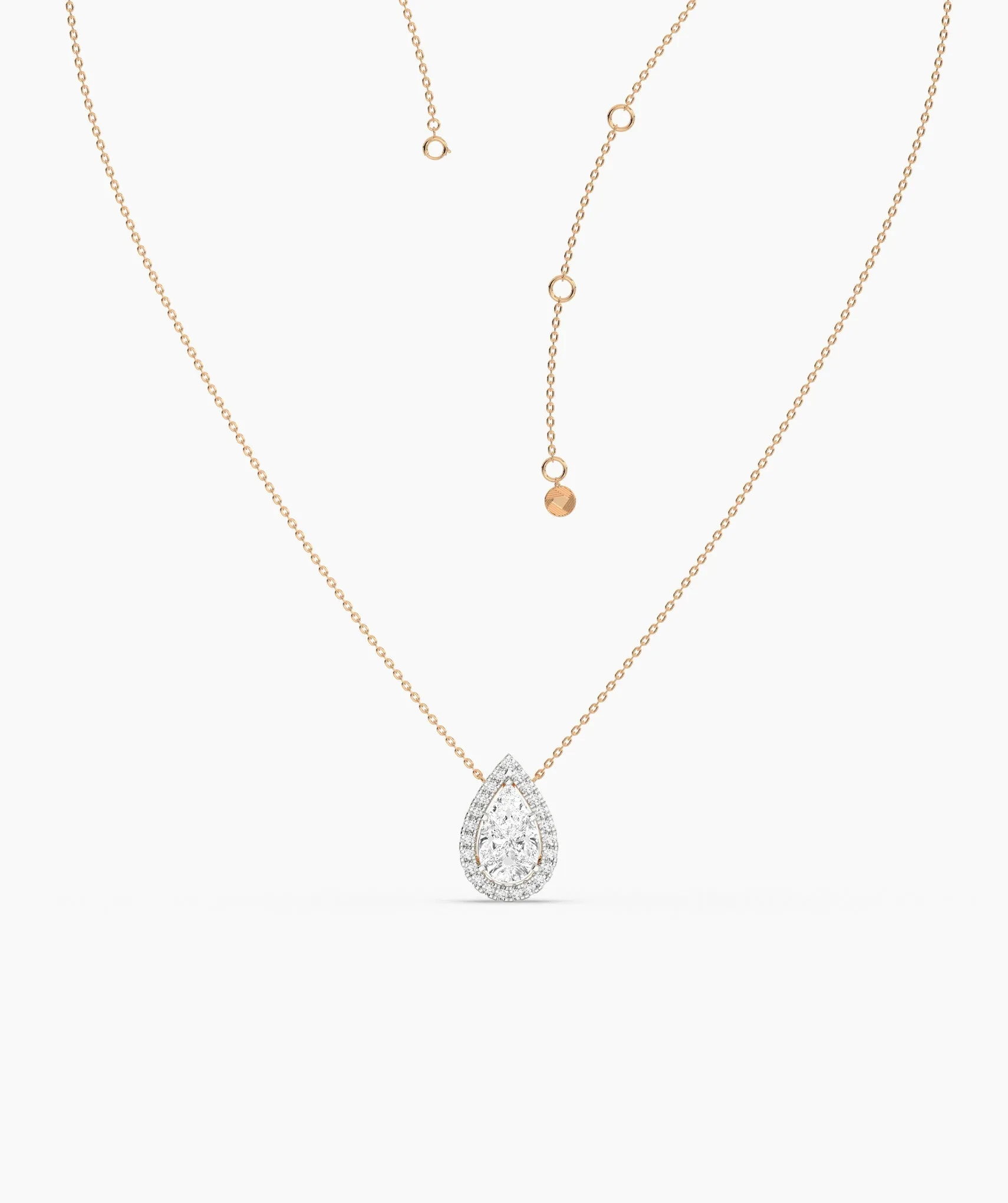 14K Gold Double Halo Necklace