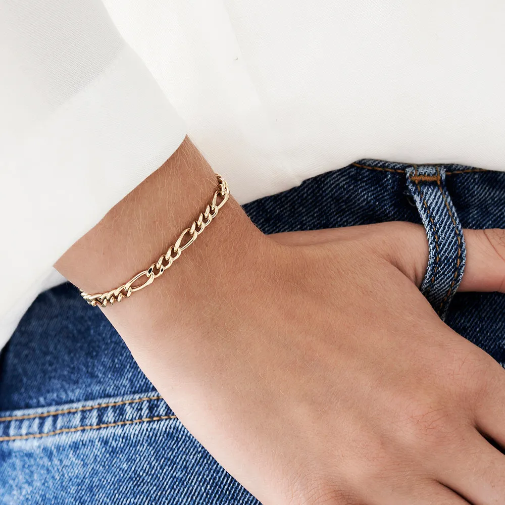 14k Gold Figaro Chain Bracelet