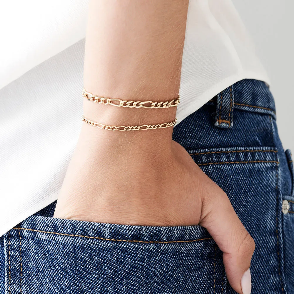 14k Gold Figaro Chain Bracelet