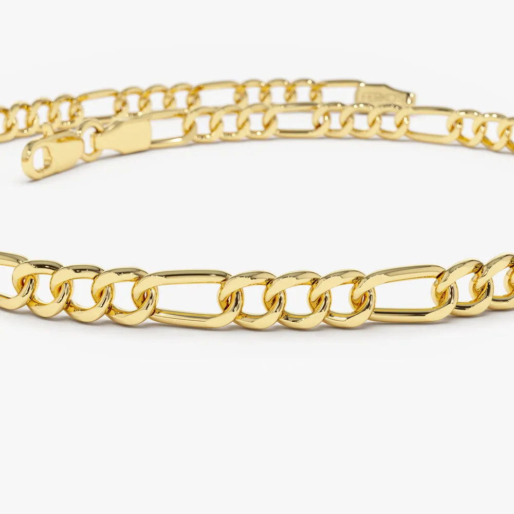 14k Gold Figaro Chain Bracelet