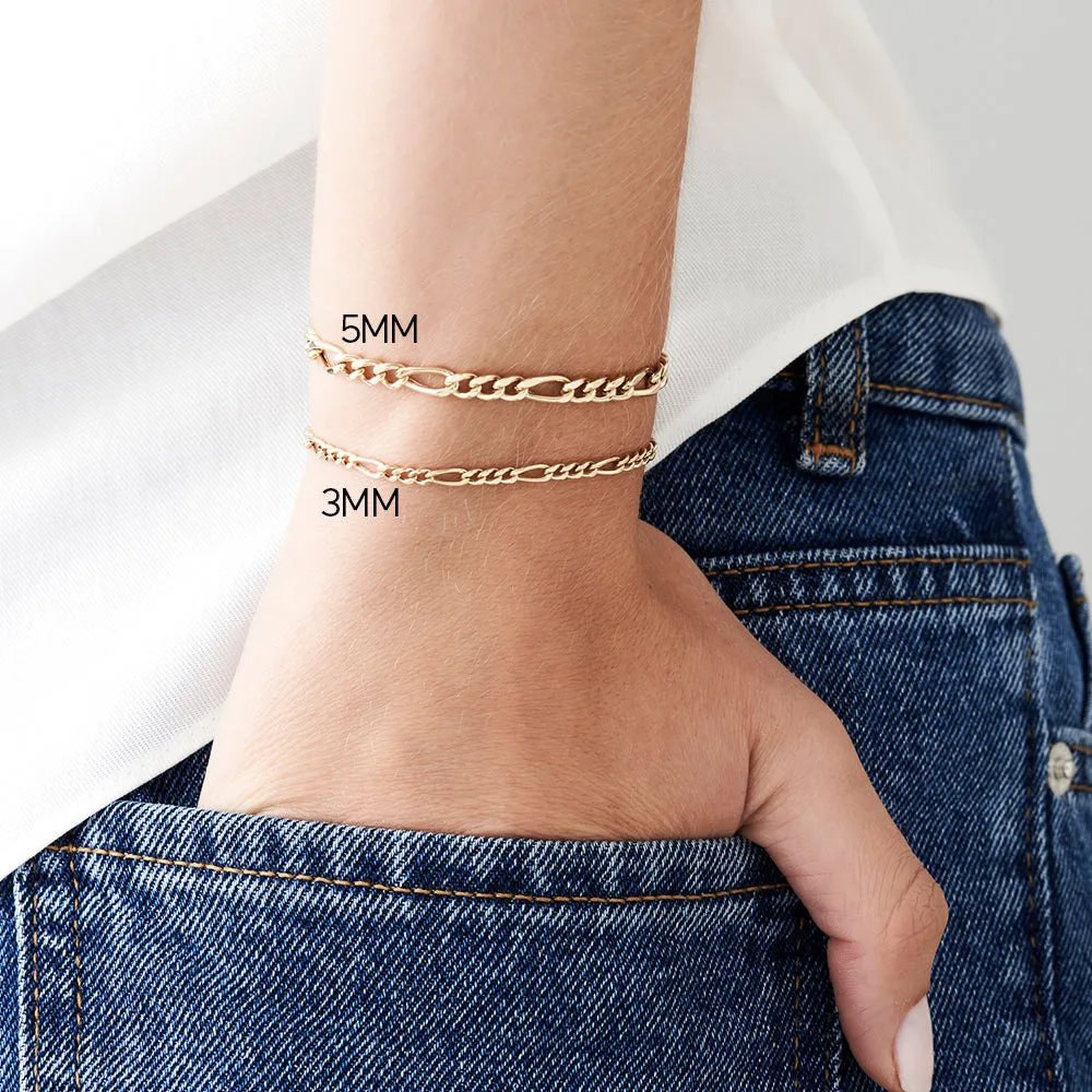 14k Gold Figaro Chain Bracelet