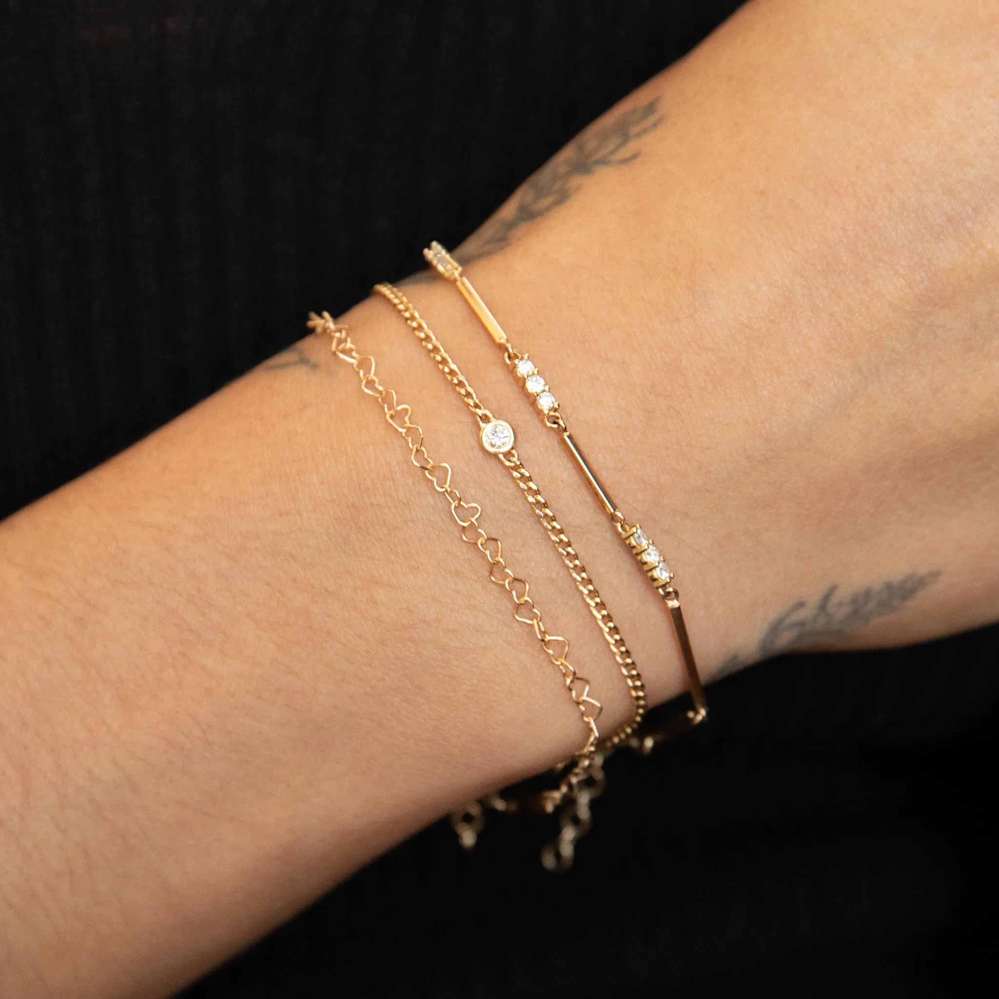 14k Gold Heart Link Bracelet - SALE