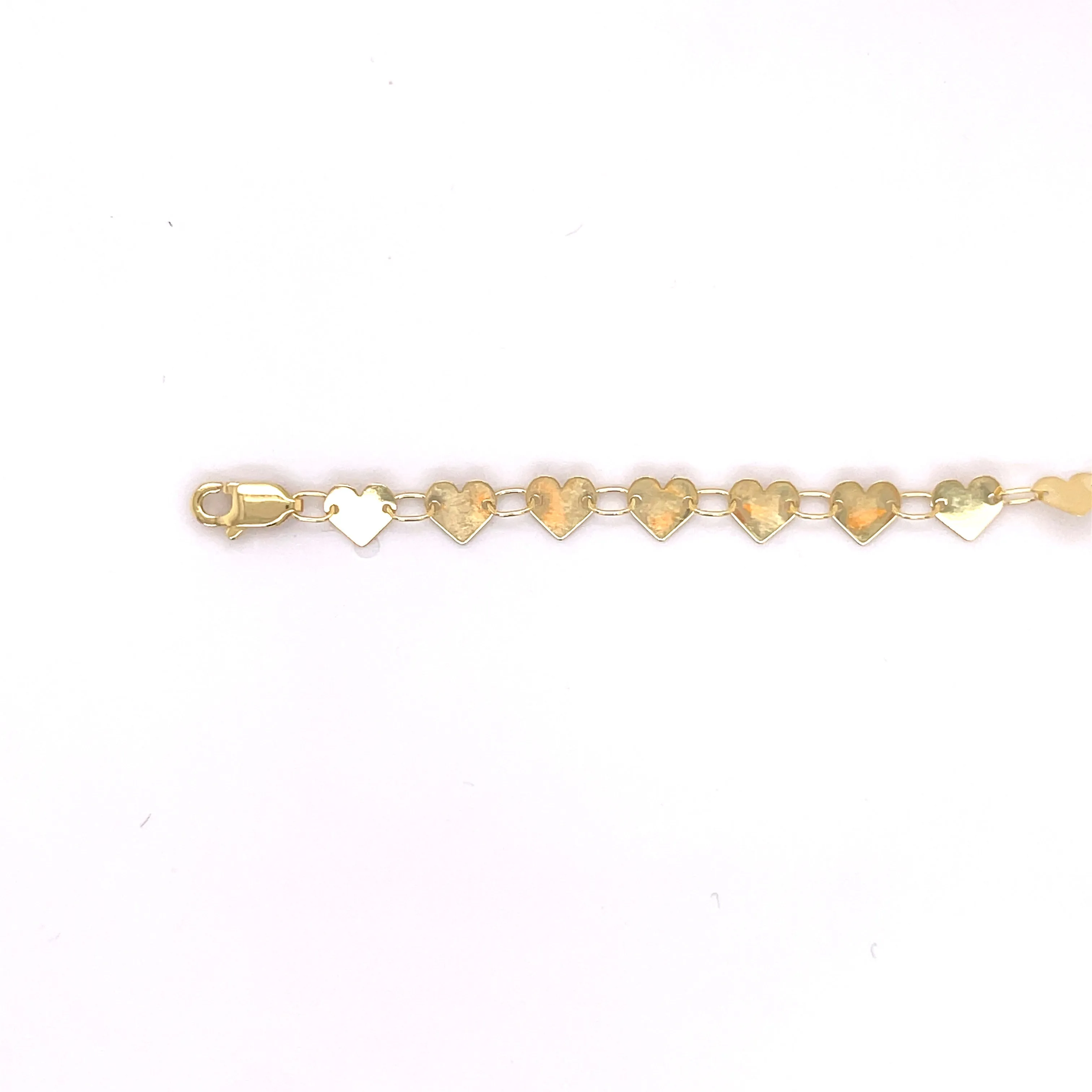 14K Gold Heart Mirror Link Bracelet